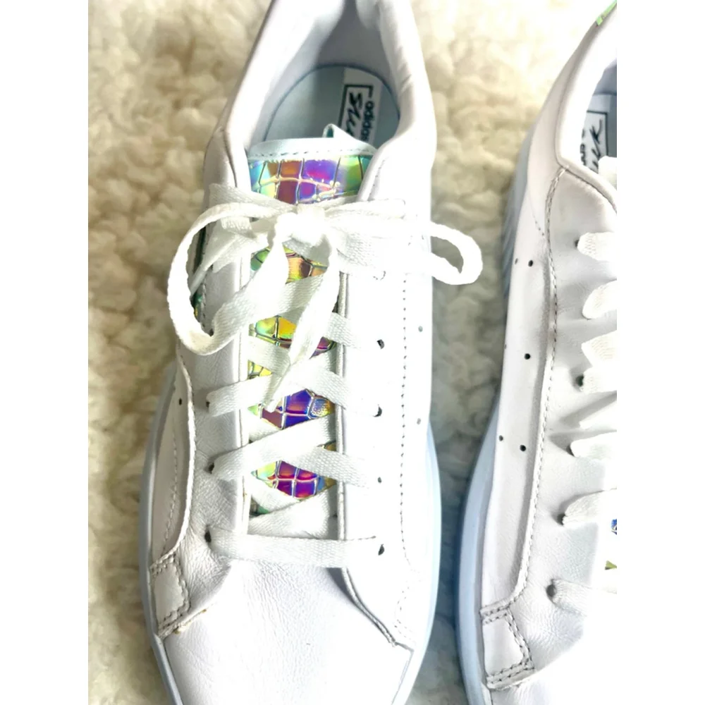 Adidas Sleek Super W Leather Sneakers Wifh Iridescent Tongue Women Size 11